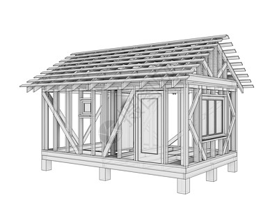 3D 插图 一小栋建筑家居住宅房子建筑学建筑师小屋窗户绘图大厦公寓图片