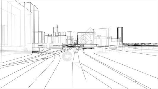 具有建筑物和道路的 3D 城市草图 韦克托蓝图渲染建筑街道市中心商业房子建造天际盒子图片