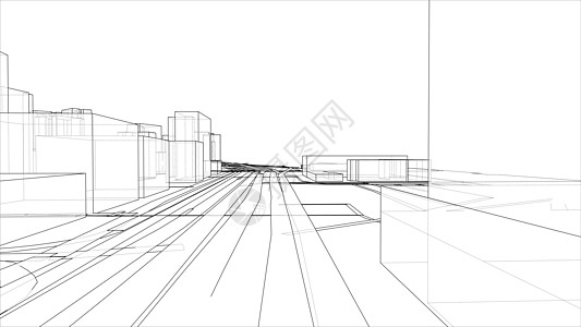 具有建筑物和道路的 3D 城市草图 韦克托绘画渲染住宅建筑市中心景观正方形建造建筑学街道图片