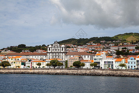 接近奥尔塔 菲亚尔 亚速尔蓝色天空建筑学群岛渔民城市港口建筑地标景观图片