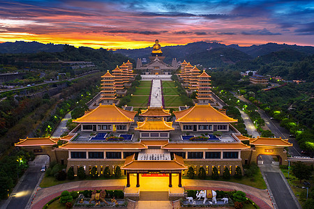 在台湾高雄的福光山佛寺日落吸引力地方地标文化建筑上帝佛教徒纪念馆金子宗教图片