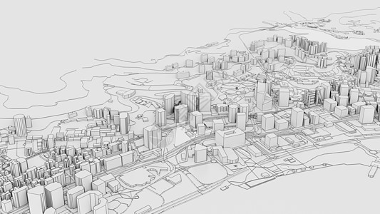 3D 白色城市模型 大纲 3D 它制作图案商业办公室鸟瞰图绘画房子街道渲染公司帝国生长图片