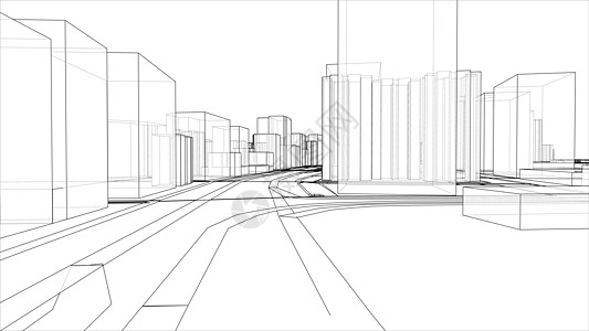 具有建筑物和道路的 3D 城市草图 韦克托办公室市中心盒子商业建造建筑住宅天际摩天大楼蓝图图片