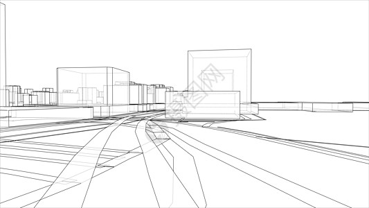 具有建筑物和道路的 3D 城市草图 韦克托街道3d市中心建造渲染摩天大楼蓝图房子绘画住宅图片