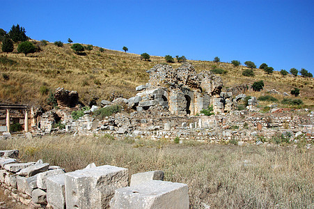 古代城市埃菲苏斯 当代火鸡的西面雕塑历史剧院建筑博物馆历史性考古学石头旅行阁楼图片