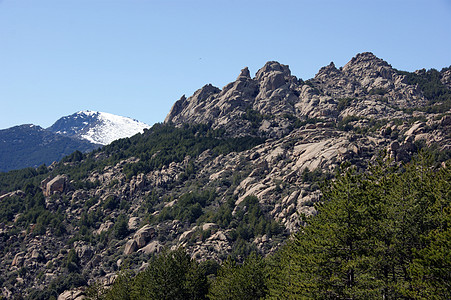 马德里北部高地La pedriza区域公园地标地块绿地花岗岩首脑地形学圆顶岩石植被地质学图片