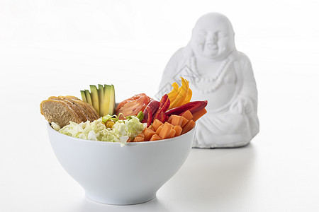 buddha 白鸡肉碗 白鸡辣椒小吃沙拉数字均衡营养师蔬菜豆腐洋葱彩虹图片