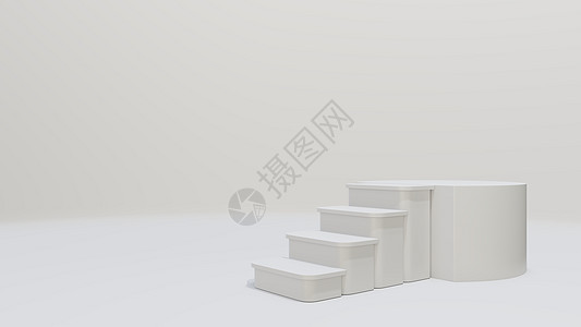 登上领奖台的阶梯 您的内容的空白空间白色插图3d盒子正方形楼梯立方体房间小样建筑图片