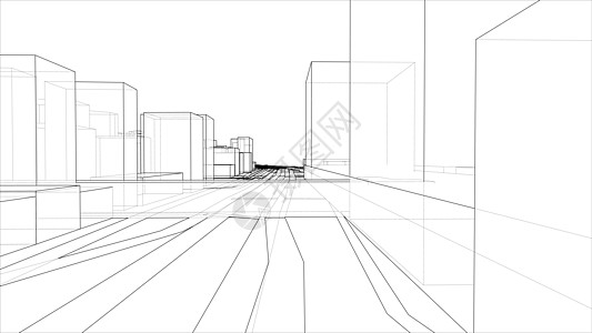 具有建筑物和道路的 3D 城市草图 韦克托商业摩天大楼建筑师住宅街道天际正方形景观3d建筑图片