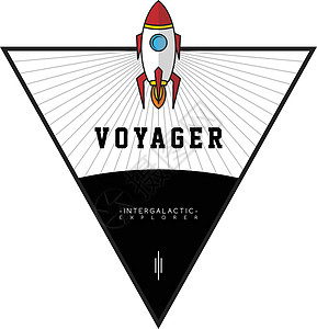 太空探索穿梭船徽章标签标志图标太阳天空星系火箭科学发射行星喷射插图标识图片