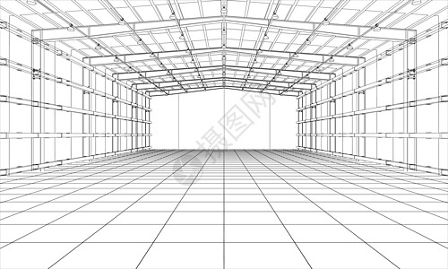 大型仓库的绘图或草图 韦克托库存3d运输出口船运货运送货店铺建筑零售图片