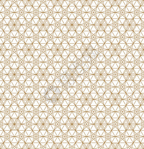基于日本饰品 Kumik 的无缝模式六边形格子白色几何学马赛克线条织物图案黄色工艺图片