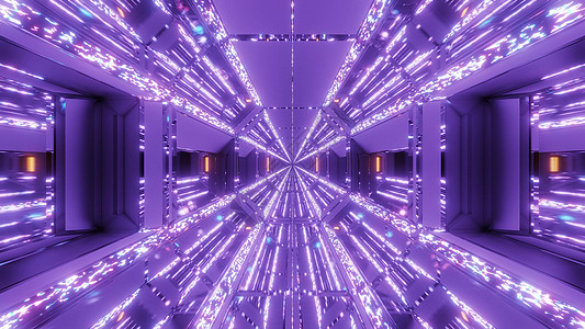 样板间效果图未来派科幻机库隧道走廊与闪闪发光的钻石圣诞纹理 3D 渲染背景壁纸图形3d反思插图运动反光墙纸粉色蓝色效果图紫色背景