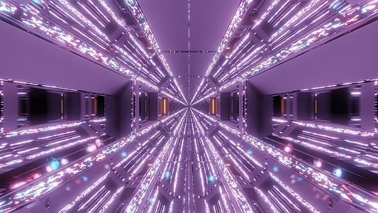 样板间效果图未来派科幻机库隧道走廊与闪闪发光的钻石圣诞纹理 3D 渲染背景壁纸图形粉色效果图3d运动反思墙纸反光紫色蓝色插图背景