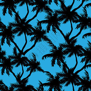无缝的热带异国情调丛林棕榈叶图案 丛林矢量图植物插图绘画织物打印叶子环境椰子植物群海滩图片