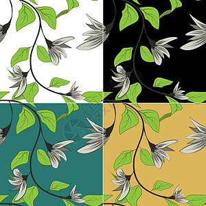 印刷设计的抽象花 春天的图案 异国情调的壁纸 夏季卡设计 矢量插画艺术 摘要重复背景 夏季热带叶 设置花卉它制作图案插图花园植物背景图片