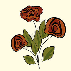 孤立在白色背景上的红玫瑰的矢量分支装饰花束花瓣婚礼剪贴簿艺术玫瑰叶子植物群装饰品图片