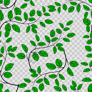 美丽的树叶无缝图案矢量图解 eps 10艺术绿色织物植物纺织品装饰品绘画季节打印插图图片