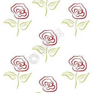 无缝复古图案与红玫瑰 矢量图英语打印花园墙纸叶子植物群树叶植物玫瑰植物学图片