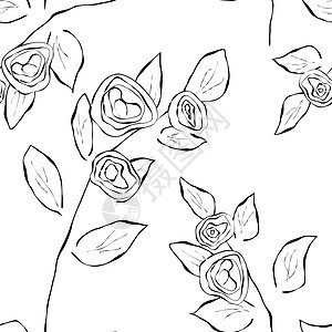 无缝无缝模式叶状墙纸艺术剪纸玫瑰茶花叶子古董装饰花瓣背景图片