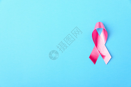 乳腺癌月概念 平坦的顶端视野 粉色丝带胸部病人幸存者蓝色检测治愈女性癌症预防乡村图片