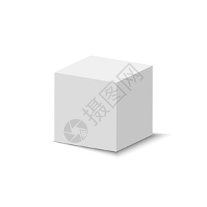 白色立方体 带阴影的 3D 抽象框 几何纸方形空包 礼品盒或鞋盒几何学等距纸盒包装样本店铺嘲笑礼物插图小样图片