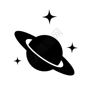 土星剪影矢量图标孤立在白色背景上 阿斯特图片