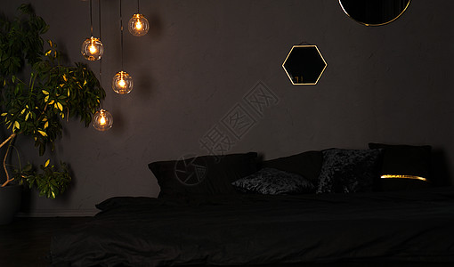 黑色时尚阁楼卧室 舒适的现代生活空间图片