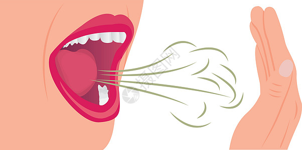 从嘴里散发出难闻的空气 口腔卫生概念图片