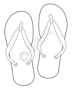 Flip Flop 鞋布大纲艺术品凉鞋绘画海滩艺术塑料图片