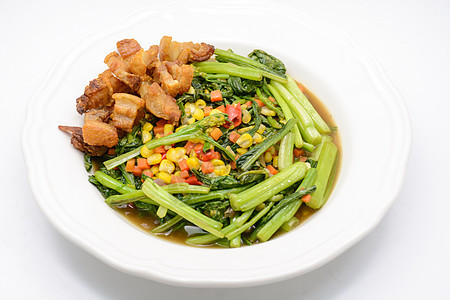 炒中国甘蓝 加牡蛎酱和猪肉牡蛎酱油油炸美食蚝油烹饪蔬菜饮食盘子食物图片