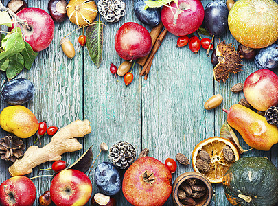 秋季水果背景明信片锥体板栗食物叶子南瓜收成橡子葫芦肉桂图片