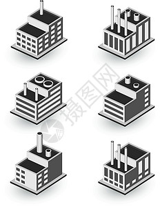 等距建筑工业住宅城市商业财产植物插图场景技术卡通片图片