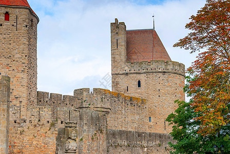 法国奥塞塔尼 奥德 卡卡松中世纪城堡古董建筑学旅行葡萄园结构吸引力游客建筑历史性文化图片