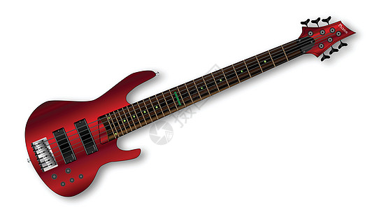 大颈贝斯吉他艺术品流行音乐绘画艺术岩石木头乐器红色音乐插图图片