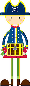 有财宝的卡通海盗船长水手交叉骨颅骨队长卡通片百宝箱海盗帽骷髅图片