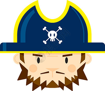 卡通海盗船长 Fac水手卡通片骷髅颅骨交叉骨海盗帽队长图片