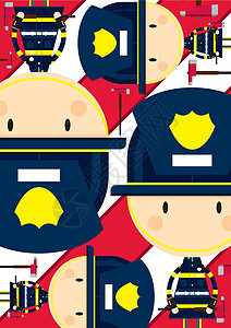 卡通大头消防员模式服务斧头工作头盔卡通片职业背景图片