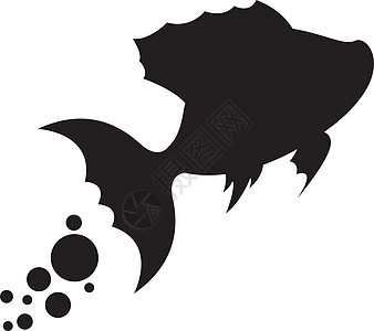 热带鱼剪影游泳海洋生物黑与白背景图片