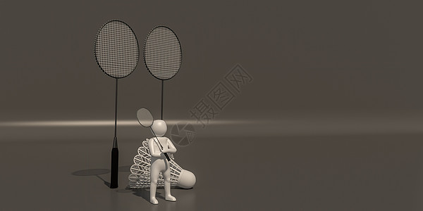 灰色背景下羽毛球的 3D 渲染图片
