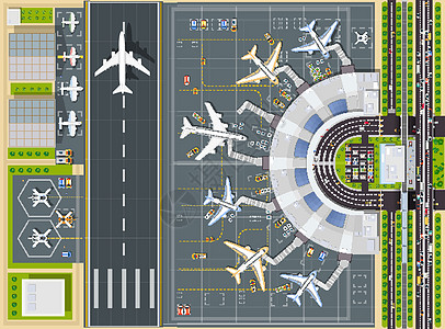 从上面看机场航空乘客空气客机商业翅膀喷射飞机旅游跑道图片
