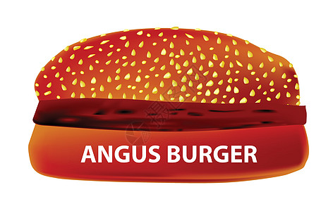 Angus 汉堡包子种子艺术品食物牛肉插图绘画艺术芝麻牛扒背景图片
