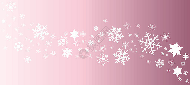 粉红雪花背景横幅季节性绘画插图艺术品下雪艺术背景图片