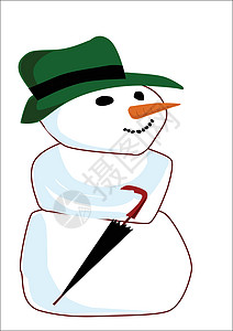 快乐雪人艺术绘画插图蓝色降雪帽子白色艺术品冷冻煤炭图片