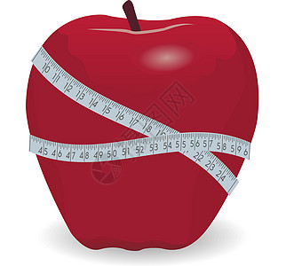 带有磁带量的红苹果娱乐损失控制插图运动减肥重量营养活力数字图片