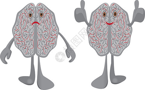 受压力影响的大脑和健康乐观的大脑图片
