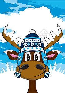 卡通羊毛帽 Reindee插图驯鹿鹿角图片