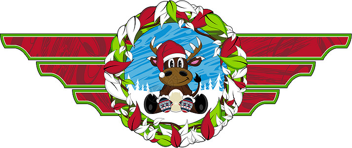 卡通圣圣诞驯鹿组织驯鹿卡通手套动物鹿角插图图片
