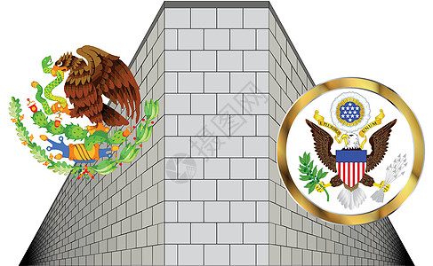 美国 墨西哥城墙美国艺术品工作插图艺术边界图片