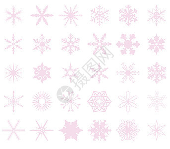粉红雪花背景降雪模式剪影绘画粉色白色向量插图背景图片